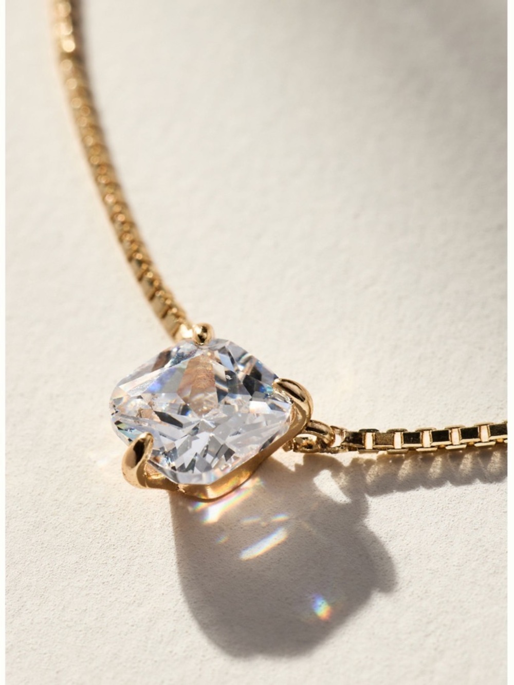 Anthropologie 14KT Gold Plated Floating Crystal Necklace NEW - Picture 2 of 11